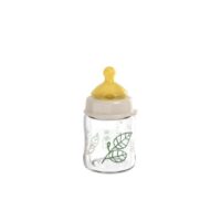 nip® Cherry Green laia kaelaga klaasist lutipudel, koolikutevastane ja aeglase vooluga Beige 0+, 120ml - Image 2