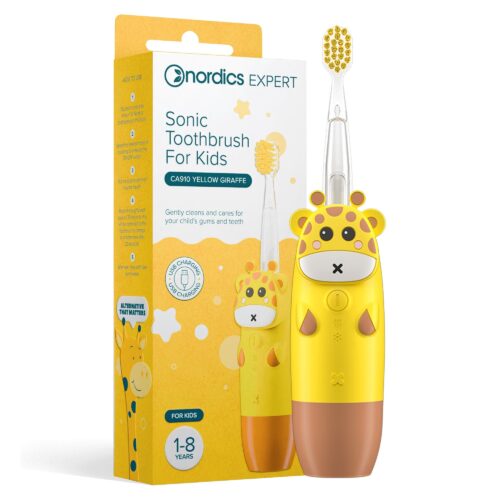 Nordics Kids Sonic elektriline hambahari USB kaabliga 1-8 aastat, Yellow Giraffe